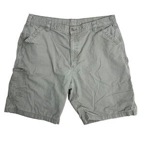 Carhartt Original Fit Carpenter Shorts 42 Army Green Cargo Pockets Button Zip